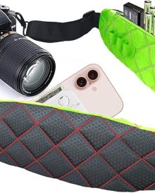 Ultra Comfortable Camera Strap with Pockets and Thick Padded for Photographers, Adjustable Universal Cam Neck Belt